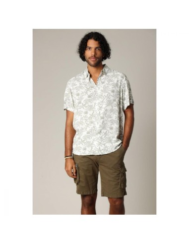 Chemise Tropicale Viscose Deeluxe — Blanc et Vert