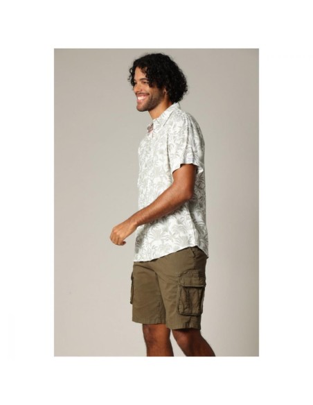 Chemise Tropicale Viscose Deeluxe — Blanc et Vert