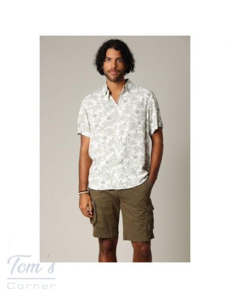 Chemise Tropicale Viscose Deeluxe — Blanc et Vert