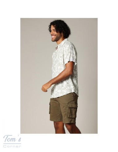 Chemise Tropicale Viscose Deeluxe — Blanc et Vert