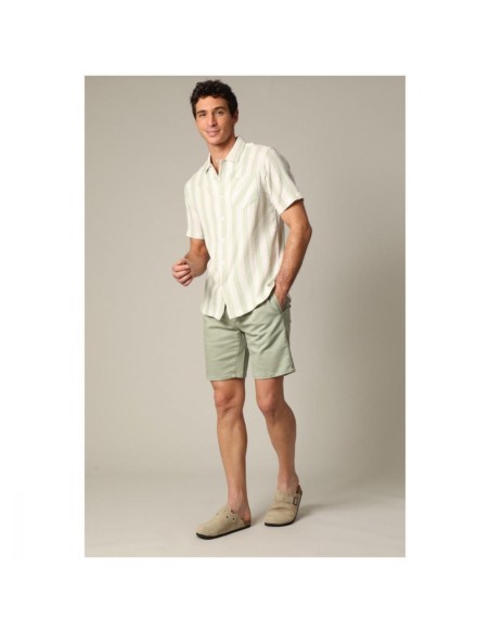Chemise Rayée Coton Vert et Blanc — Deeluxe