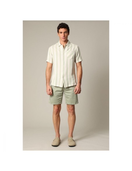 Chemise Rayée Coton Vert et Blanc — Deeluxe