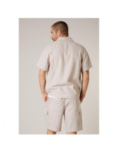 Chemise Lin Viscose Beige Homme — Deeluxe 2